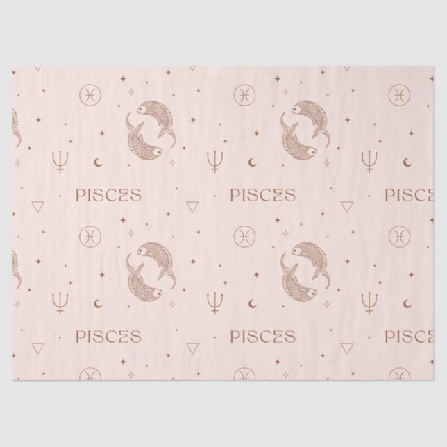 Mystical Libra Zodiac Pattern in Brown & Burgundy Tissue Paper (Front)