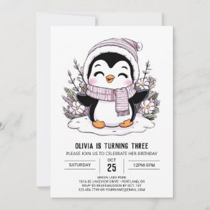 Mystical Little Penguin Digital Birthday Invitation