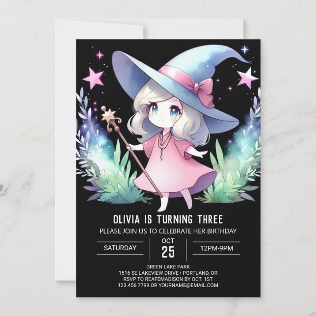 Mystical Little Wizard Birthday Invitation (Front)