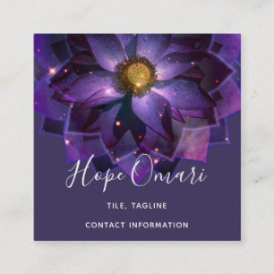 Mystical Lotus Flower Mandala New Age Square Business Card