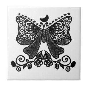 Mystical Luna Moth Celestial Gothic Insect Art Tile