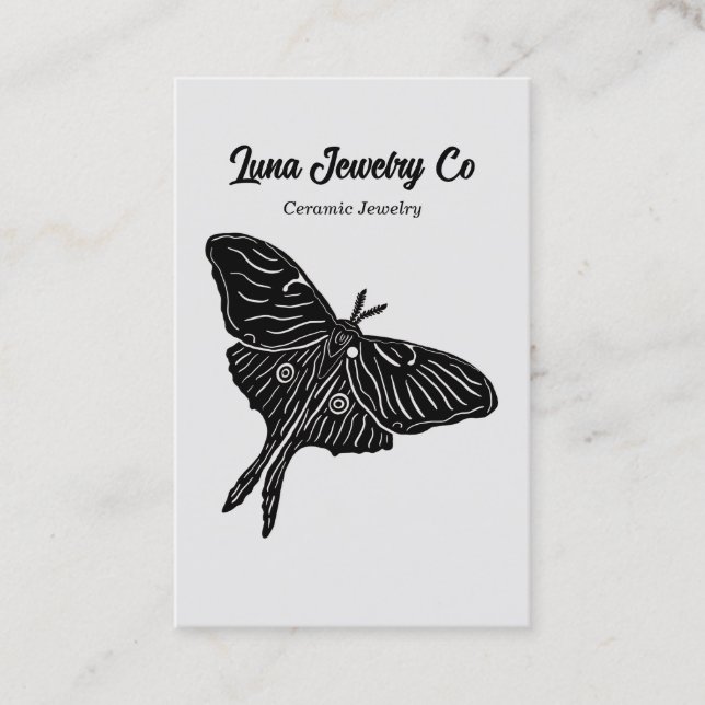 Mystical Luna Moth Jewellery Pin Business Card (Front)