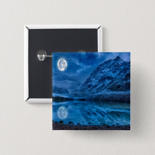 Mystical lunar midnight 2 inch square button (Front & Back)