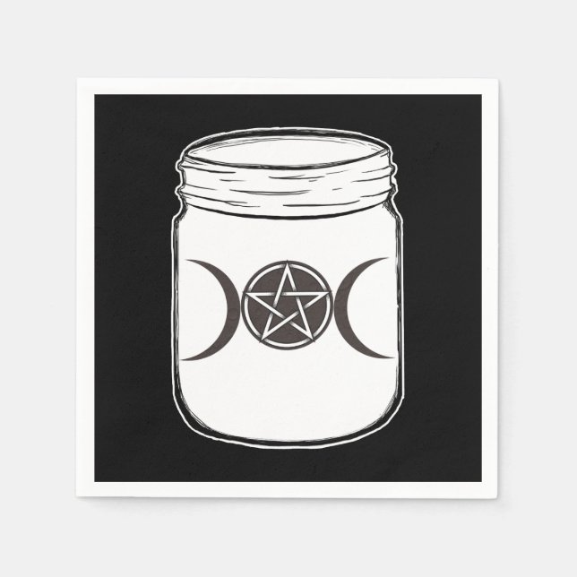 Mystical Magic Moons Mason Jar Halloween Party Napkin (Front)