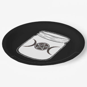 Mystical Magic Moons Mason Jar Halloween Party Paper Plate