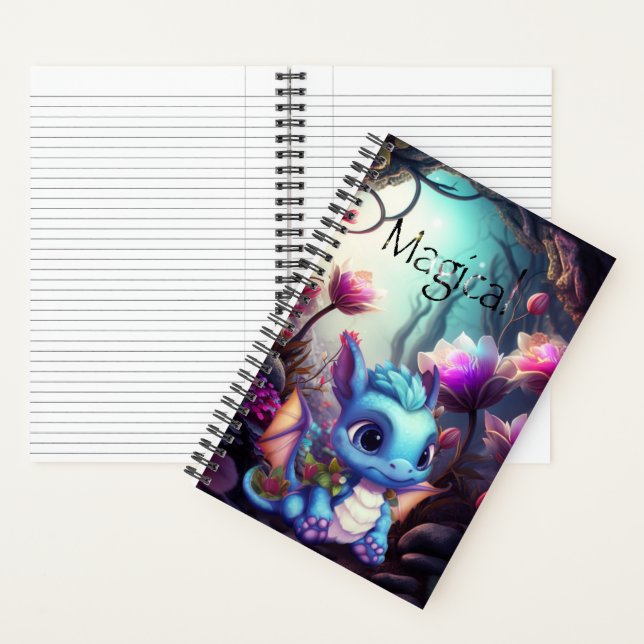 Mystical Magical Baby Blue Dragon Small  Notebook (Inside)