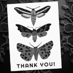Mystical Magical Moths Black and White THANK YOU Postcard<br><div class="desc">Change the text,  font and colours of this customizable postcard. Hand drawn by me for you. Check my shop for more card designs or let me know if you'd like something custom!</div>