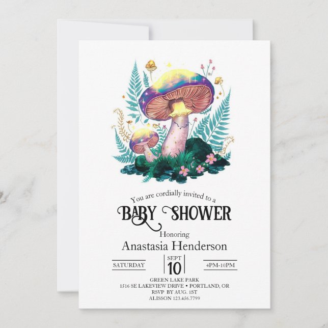 Mystical Magical Mushroom Baby Shower Invitation (Front)