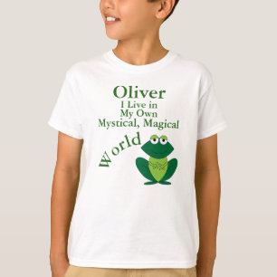 Mystical Magical World Boy's T-shirt Green Frog