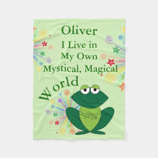 Mystical Magical World Funny Frog Fleece Blanket (Front)