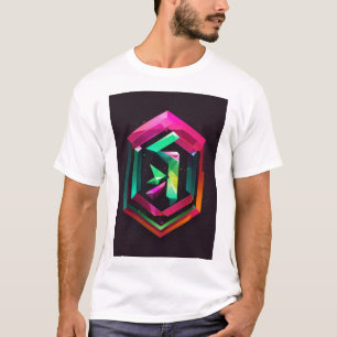"Mystical Majesty: Geometric Lion Logo with Hologr T-Shirt