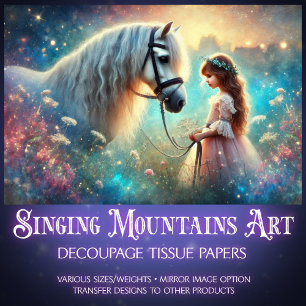 Mystical Meadow Horse and Girl Decoupage Tissue Paper