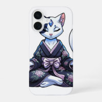 Mystical Meditating Cat in Floral Kimono