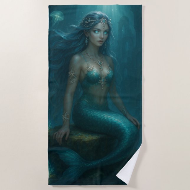 Mystical Mermaid Beach Towel (Front)