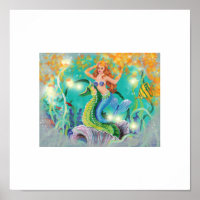 Mystical Mermaid n Seahorse Art Print