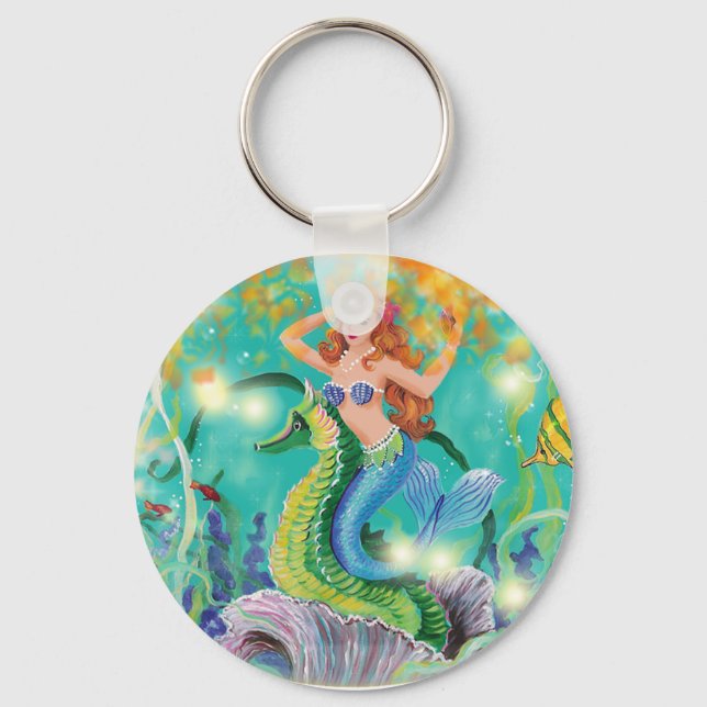 Mystical Mermaid n Seahorse Keychain (Front)