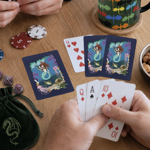 Mystical Mermaid Ocean Fantasy Blue Sea-Life Playing Cards