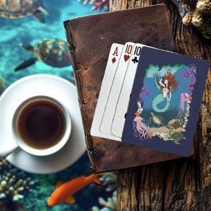 Mystical Mermaid Ocean Fantasy Blue Sea-Life Playing Cards