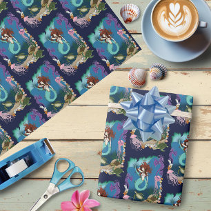 Mystical Mermaid Ocean Fantasy Blue Sea-Life Wrapping Paper