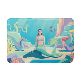 Mystical Mermaid & Sea Dragon Undersea World  Bath Mat