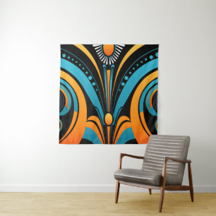 Mystical Mirage: Teal Tempest with Midnight Hues Tapestry