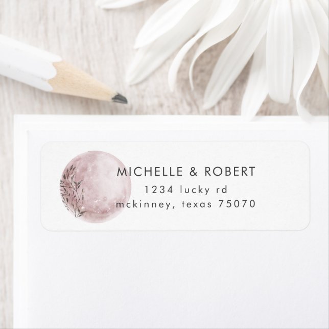 Mystical Moon Blush Pink Return Address Label (Insitu)