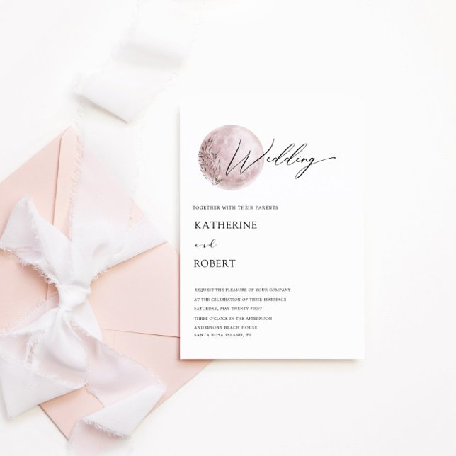 Mystical Moon Blush Pink Wedding Invitation (Creator Uploaded)