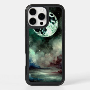 Mystical Moon Cosmic Clouds in Dreamlike Night Sky