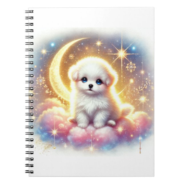 Mystical Moon Dog Notebook – Enchanted Night Sky  (Front)