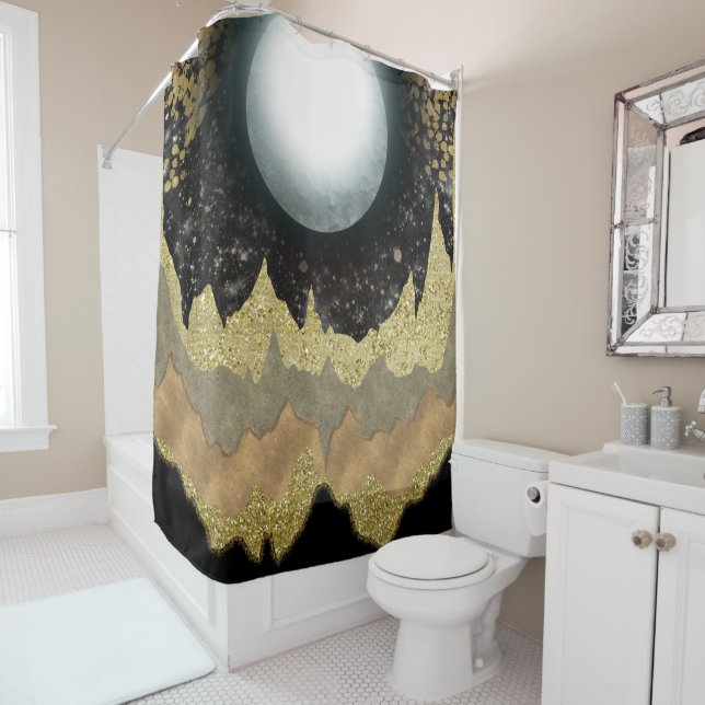 Mystical Moon Gold Mountains Landscape Modern Glam (In Situ)