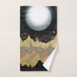 Mystical Moon Gold Mountains Paysage moderne Glam