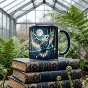 Mystical Moon Owl Celestial Forest Glow Mug