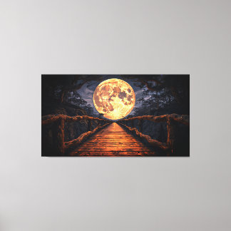 Mystical Moonlight Bridge over River - 16K Ultra-H Canvas Print