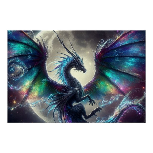 Mystical, moonlit dragon  poster (Front)