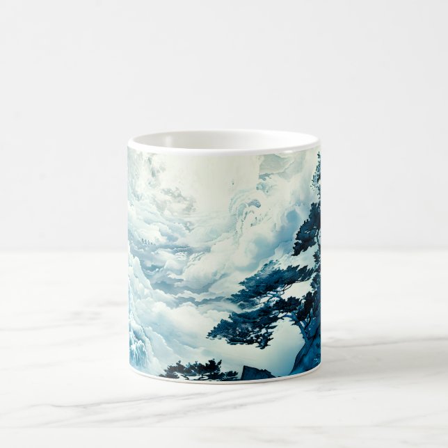 Mystical Moonlit Mountain Landscape Coffee Mug (Center)