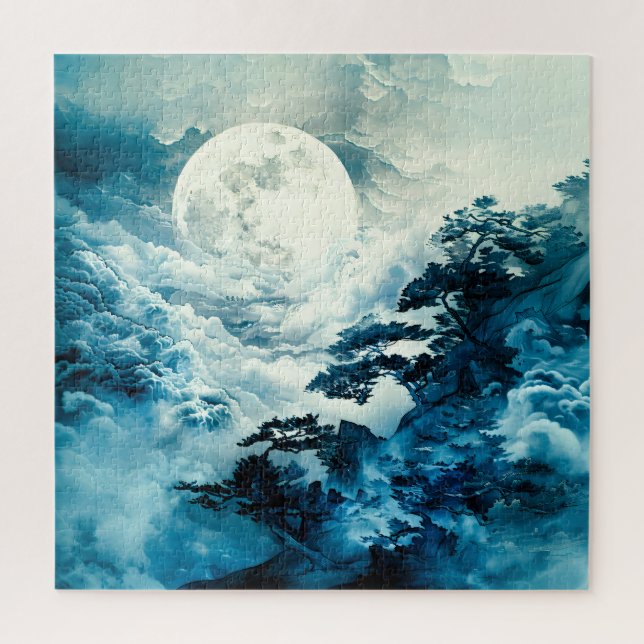 Mystical Moonlit Mountain Landscape Jigsaw Puzzle (Vertical)