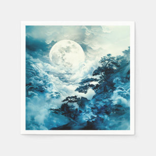 Mystical Moonlit Mountain Landscape Napkin