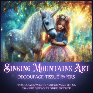 Mystical Morning Unicorn Walk Decoupage Tissue Paper