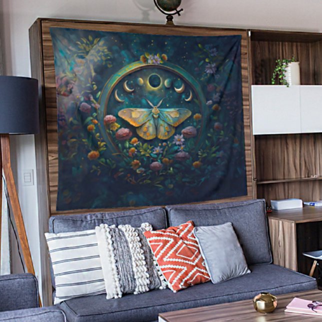 Mystical Moth and Moon Phases Portal Art LARGE Tapestry (Creator Uploaded)
