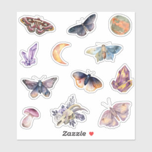 Mystical Moth Crystal Stickers Set