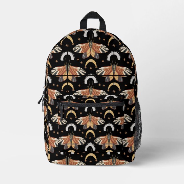 Mystical Moth & Moon Printed Backpack (Front)
