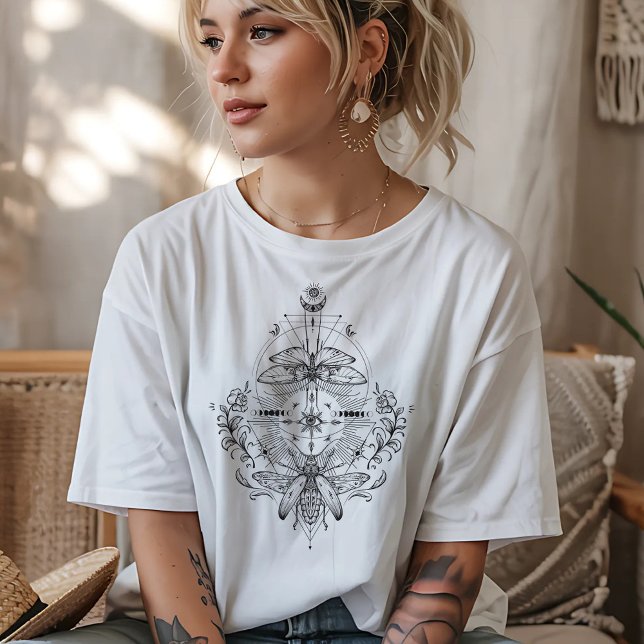 Mystical Moth & Sacred Geometry Graphic T-Shirt (Creator Uploaded)
