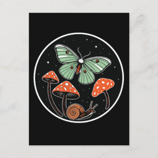 Mystical Moth with Mushrooms and Snail Postcard