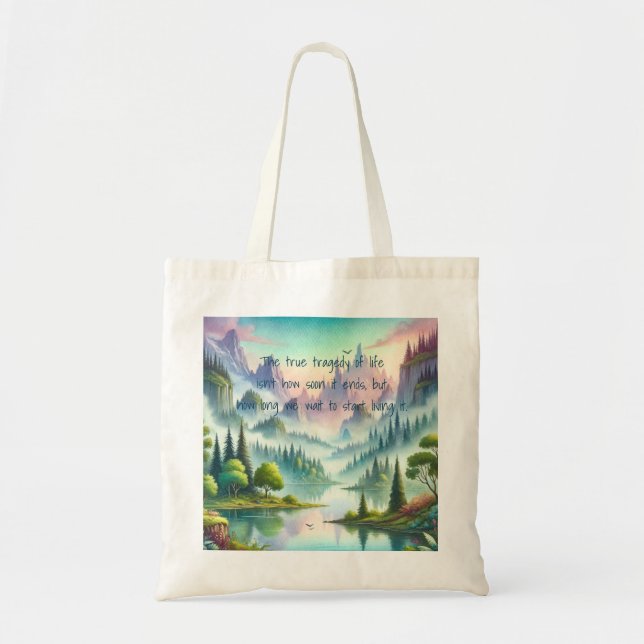 Mystical Mountains & Quote	 Tote Bag (Front)