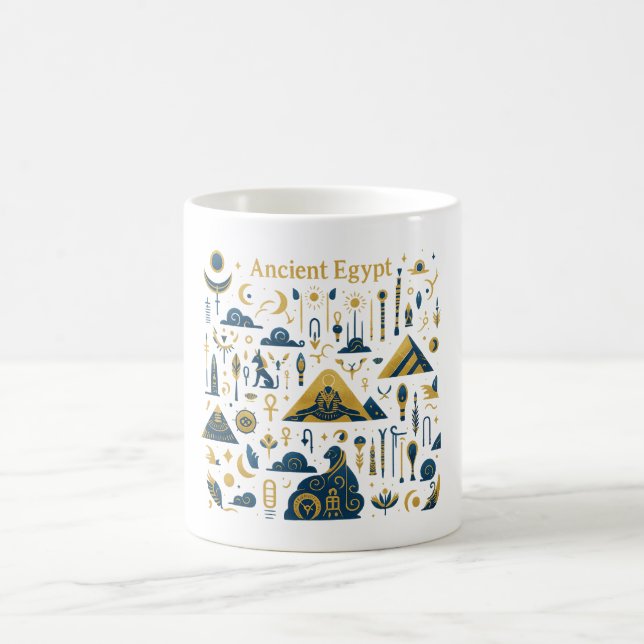 Mystical Mug with Pyramids, Gods & Golden Symbols (Center)