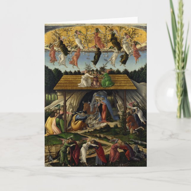 Mystical Nativity by Sandro Botticelli Holiday Card (Front)