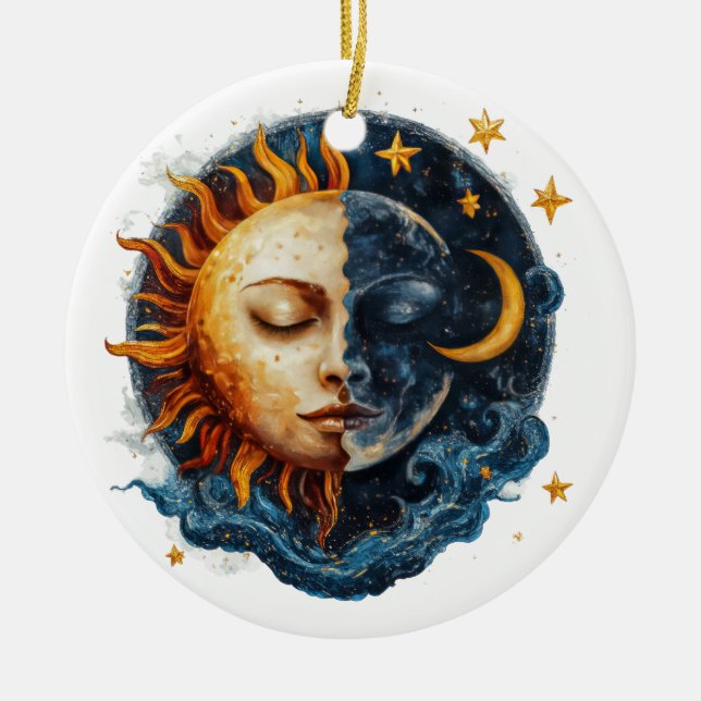Mystical Night & Day Ceramic Ornament (Front)