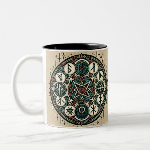 Mystical Norse Runes: A Saga of Ancient Symbols Two-Tone Coffee Mug