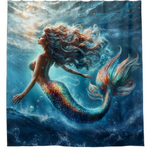 Mystical ocean mermaid siren's colourful tail art