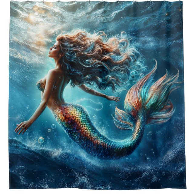 Mystical ocean mermaid siren's colourful tail art (Front)